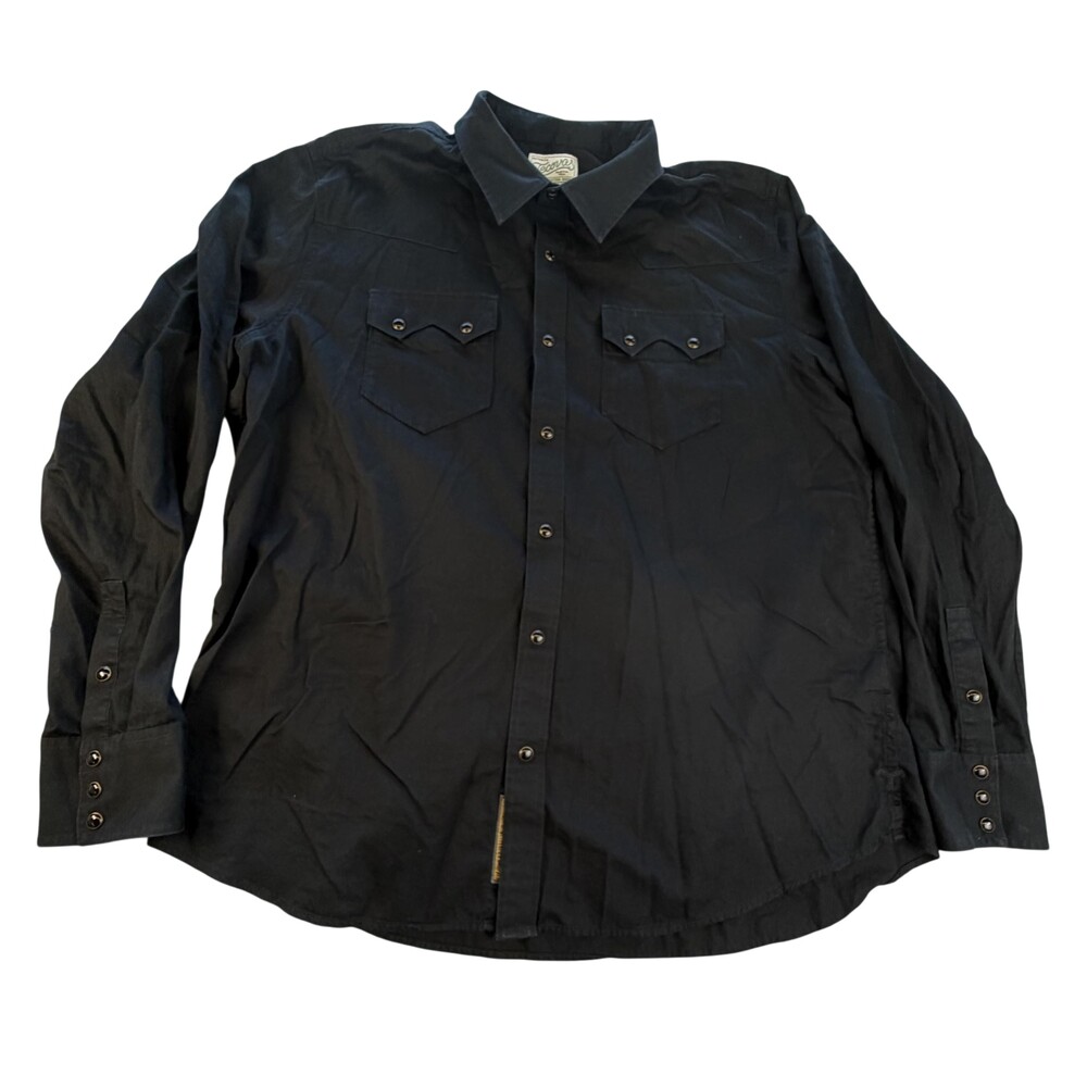 Tecovas Shirt Mens XL Black Solid Cotton Long Sleeve Snap Front Western Pockets